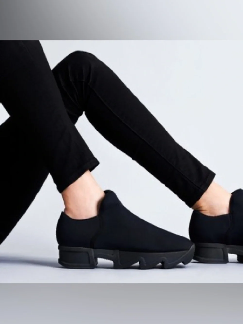 Women's Black Platform Slip-On Shoes - Modern Chunky Sole